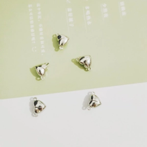Silver metal heart-shaped magnetic clasps for DIY jewelry making and couple bracelets