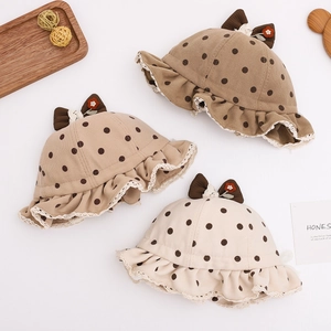 Chapeaux bob pour bébés filles à pois avec dentelle et nœud aux tons automnaux