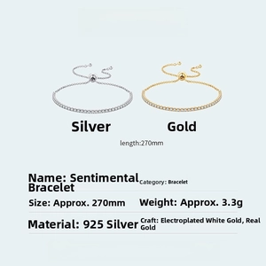 Detaillierte Daten zum S925 Sterlingsilber Armband mit Zirkonia, verstellbare Box-Kette