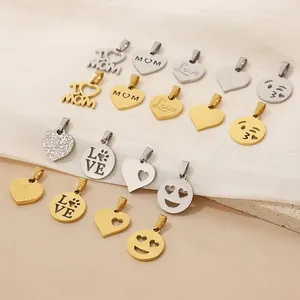 Heart Love Mom Emoji Pendant 18K Gold Plated Stainless Steel Hollow Out Charming Fashion Jewelry Accessory For Women