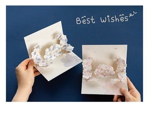 3D pop-up flower greeting card with purple hydrangea and pink peach blossom design