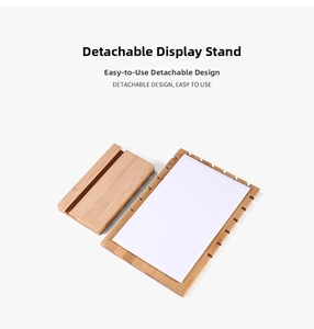 Detail view of detachable bamboo jewelry display stand base and white notched board