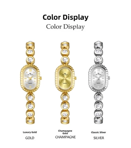 Detailed comparison of gold, champagne, and silver quartz watches with rhinestone bands