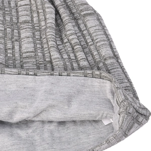 Grey vertical ribbed knit beanie with dual-layer warm lining for outdoor winter wear