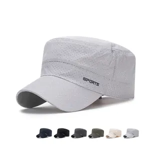 Men Cadet Cap Breathable Mesh Quick Dry Flat Top Hat Outdoor Sun Protection Sports Adjustable Leisure Hat