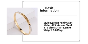 Close-up of golden 316 stainless steel bracelet featuring rhinestones and chain detail