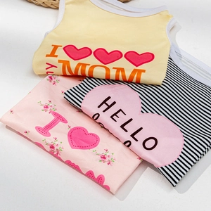Cute cartoon print summer pet vests for small dogs and cats in yellow, pink and striped