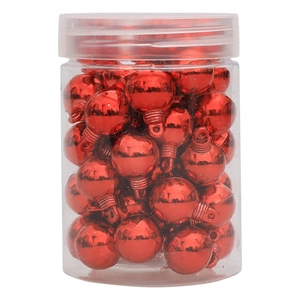 Set di 48 mini palline di Natale rosso lucido da 1,5 cm in una scatola cilindrica chiara