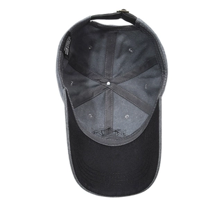 Vintage washed cotton baseball cap with maple leaf patch and adjustable metal buckle