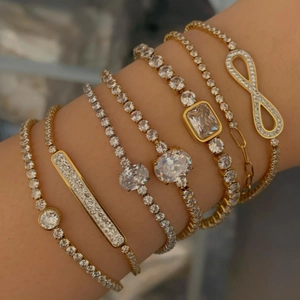 Stainless Steel Zircon Bracelet For Women Adjustable Tennis Paperclip Chain Infinity Geometric Elegant Jewelry