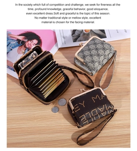 Detail of multi-slot card holder with accordion design and a convenient wrist strap
