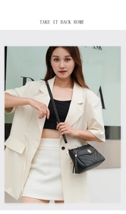 Fashion black PU leather crossbody bag for women with chevron quilting and chic tassel detail.