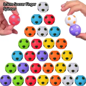 Multi-color 3.5cm soccer fidget spinner toys arranged in a pyramid on white background