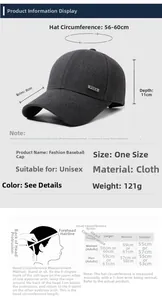 Guide des tailles pour casquette homme avec mesures de circonférence et de visière