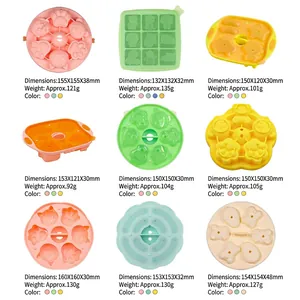 Food grade silicone baby food mold set with cute bear and cat paw shapes for baking