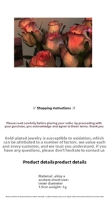 Detail of heart ring specifications showing alloy and acetate material with 1.5cm diameter