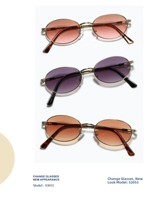 Detailed view of oval metal sunglasses with pink gradient lenses and slim frames