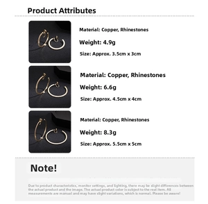 Detailed size comparison of rhinestones encrusted round clip-on earrings in three sizes