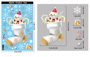 Detailed size guide for Christmas snowman and candy cane static window stickers