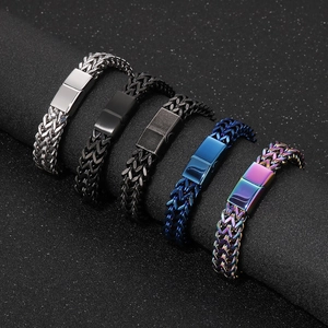 Braided Keel Chain Bracelet Stainless Steel Double Row Punk Retro Minimalist Jewelry Accessories For Men Daily Wear Gifts