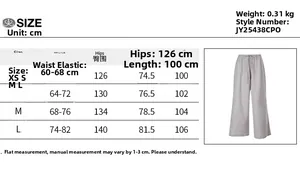 Tabella taglie dettagliata per pantaloni larghi in lino a vita alta da donna alla moda