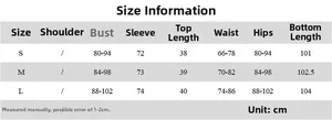 Detailed size chart for women's yoga set including top and legging measurements in cm