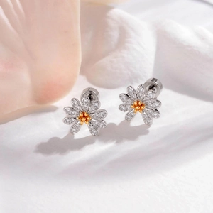 Daisy Flower Zirconia Cartilage Stud Stainless Steel Helix Piercing Earring Double Headed Screw Back Jewelry For Women