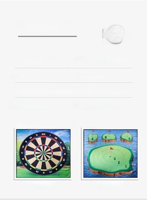 Tabla detallada de juego de golf infantil que muestra material y tamaño de alfombra 178cm