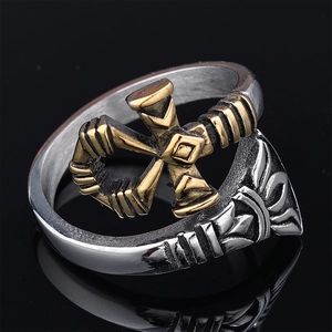 Vintage Ankh Cross Ring Stainless Steel Two Tone Gothic Punk Band Jewelry For Men Women Polished Retro Symbol