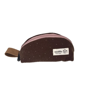 Minimalist polka dot wool felt pencil case with large capacity and pink zipper closure