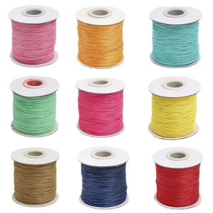 Nine rolls of 0.5mm colorful waxed cord for DIY jewelry making and beaded necklaces
