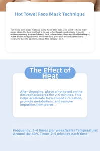 Guide for facial towel mask: Use 3-4 times weekly at 40-50°C for 2-5 minutes per session
