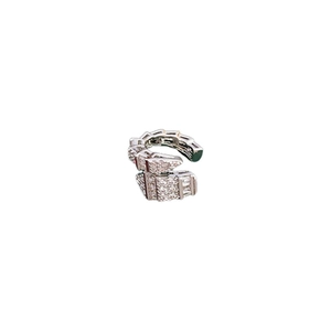Ear cuff a forma di serpente argento con zirconi e design elegante con avvolgimento a strati