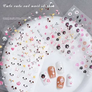 Cute animal 5D embossed nail stickers featuring puppies kittens and heart patterns
