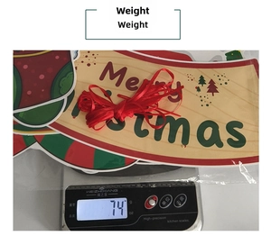 Weihnachts-Türbanner-Set mit Merry Christmas Schild und rotem Band wiegt 74g