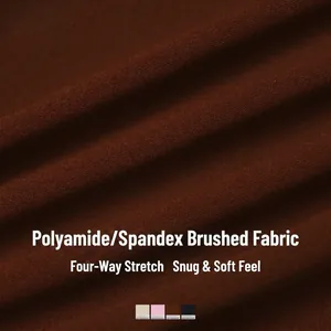 Tissu de yoga brossé marron foncé avec élasticité quadridirectionnelle et texture douce