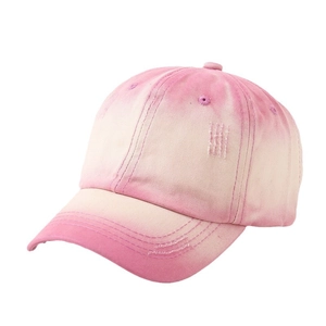 Vintage gradient pink kids baseball cap with distressed details and curved brim