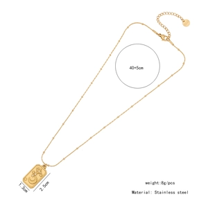 Detailed view of gold stainless steel tarot necklace with star and moon pendant dimensions