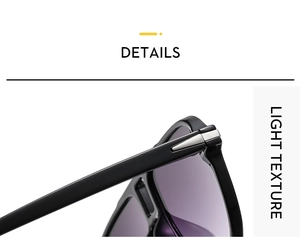 Detail of silver metal hinge on black pilot sunglasses with purple gradient lenses