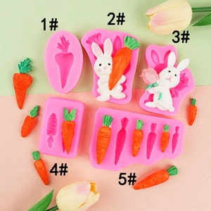 Easter Bunny Carrot Shape Silicone Fondant Mold For Cake Decoration DIY Resin Clay Crafting Kitchen Baking Tool