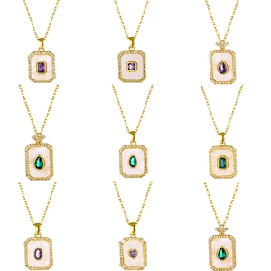 Luxury 18K gold plated necklace set with assorted colored gemstones and cubic zirconia