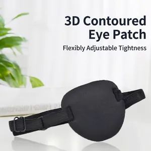 Black 3D contoured eye patch for kids with adjustable strap for amblyopia correction