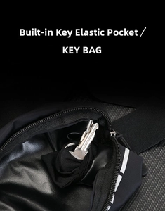 Detail view of the internal elastic key pocket in the waterproof running waist bag