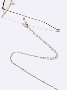 5mm Opal-Perlen Brillenkette mit goldener Metallkette und Anti-Rutsch-Silikonschlaufen