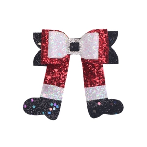 Glitzernde Weihnachts-Haarspange mit Weihnachtsstiefeln und Strass-Schnalle für Kinder