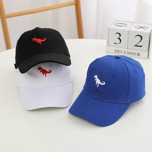 Détails de broderie de dinosaure sur casquettes de baseball en coton pour enfants en couleurs