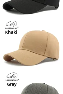 Tre cappellini da baseball in cotone twill nei colori nero, kaki e grigio