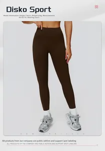 Close-up of high-waist thermal yoga pants in dark coffee with tummy control feature