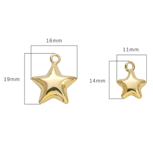 Polished 14K gold plated star charms in two sizes for DIY jewelry making accessories