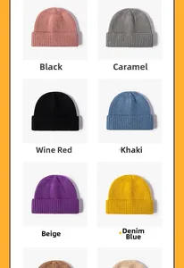 Grid display of colorful ribbed knit beanies for winter outdoor warmth